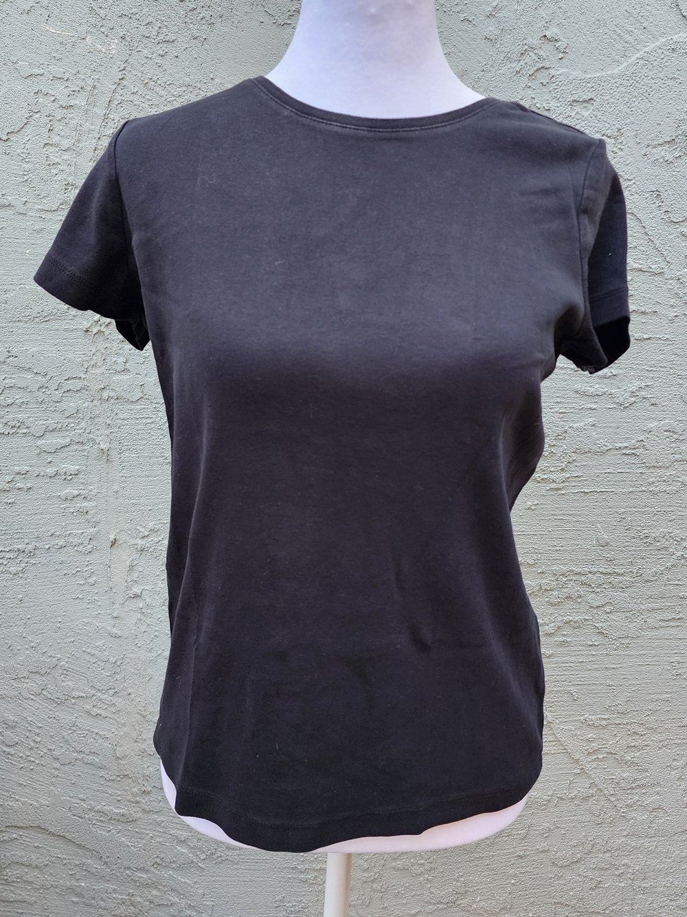 St Johns Bay Black Crewneck Short Sleeve Tee T Shirt Basic Solid [XS]